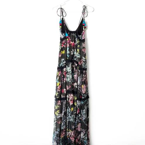 Rococo 🆕  SAND Moonlight Floral Metallic Maxi Tiered Dress Sz XS