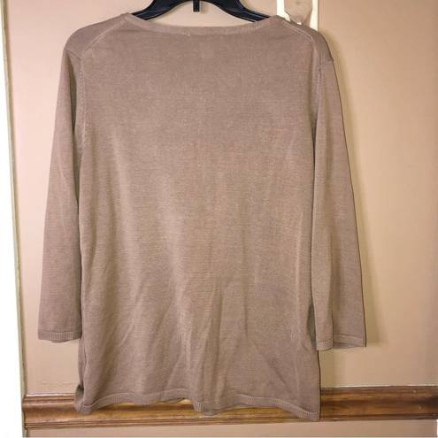 Coldwater Creek  Silk Blend Button Front Cardigan Brown Size Large 14