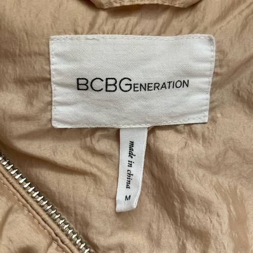 BCBGeneration  Ribbon Tie Chevron Quilted Puffer Jacket in Blush, Medium