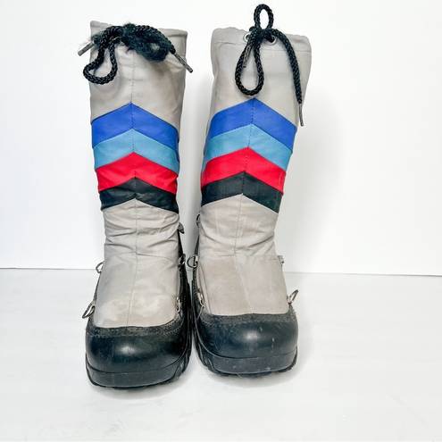 The Moon Vintage 70’s Boots Grey Blue Red Size 8 Women’s