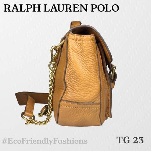 Polo  RALPH LAUREN Tan Leather Ricky Crossbody Bag Messenger Satchel