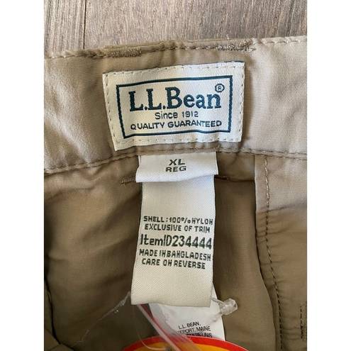 L.L.Bean  Sunsmart Cropped Nylon UPF 50 Cargo Hiking Pants Khaki Tan Women's XL