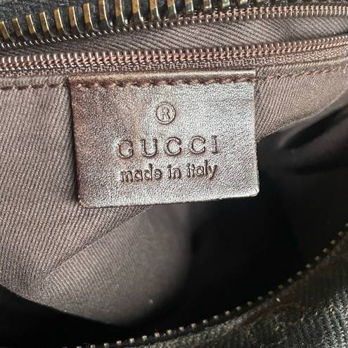 Gucci  GG Canvas Zippered Hobo Bag Black Brown