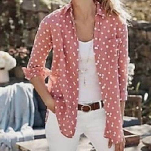 J.Jill  Blouse Women Plus 3X Embroidered Dot Lightweight Cotton Button Up V Neck