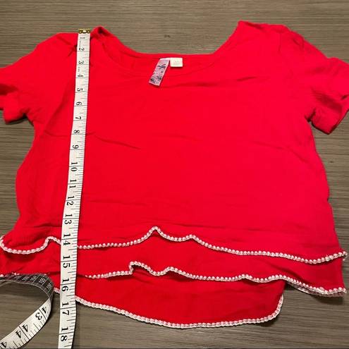 Alya Francescas  Red & White Short Sleeve Crop Top Size S