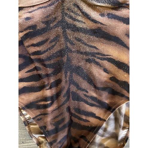 Gottex  Tiger Stripe Tan Black Animal Print One Piece Swimsuit Women's Size 8