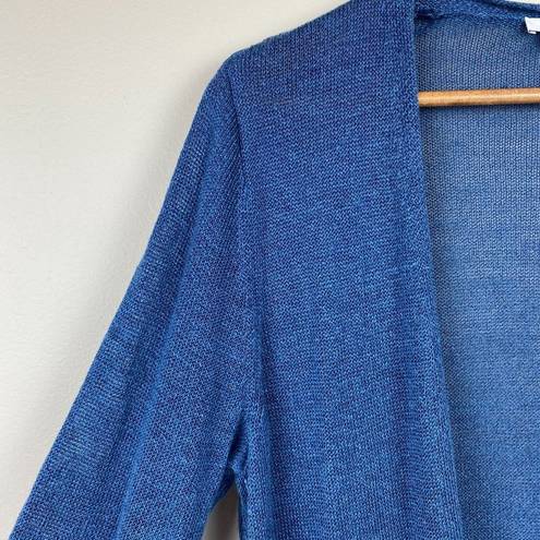 J.Jill  Cardigan Sweater LP Blue Linen Blend Open Front Longline‎ Petite