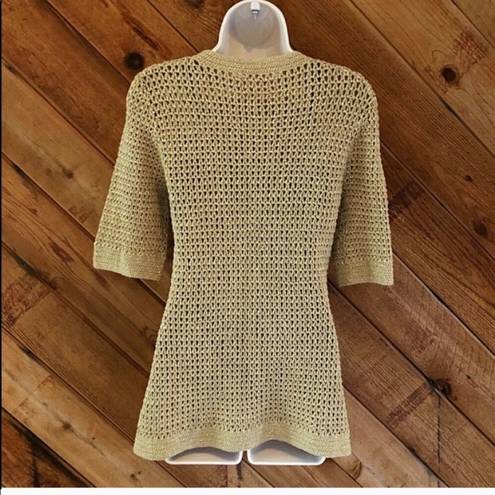 Michael Kors  all seasons gold open knit button down ca…