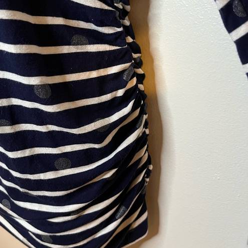 Motherhood Maternity  Navy and White Striped Long Sleeve V-Neck Tee Size Small