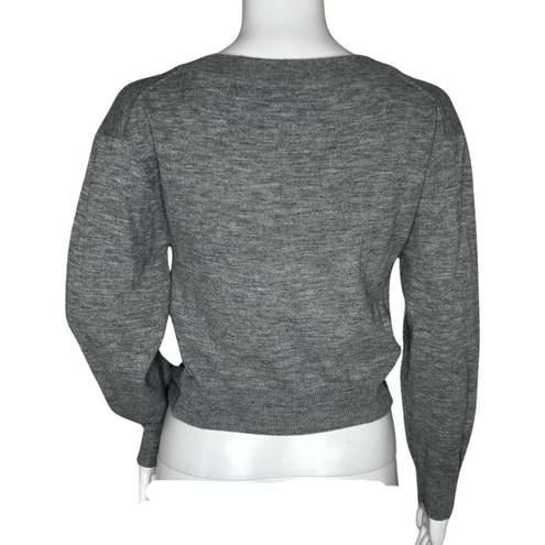 JOA  Sweater Womens Medium Gray Twist Front Cropped Basic Neutral Minimalist