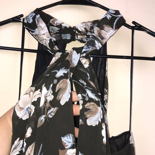 ASTR  The Label Women’s Black Floral Chiffon Twist Front Keyhole Mini Dress