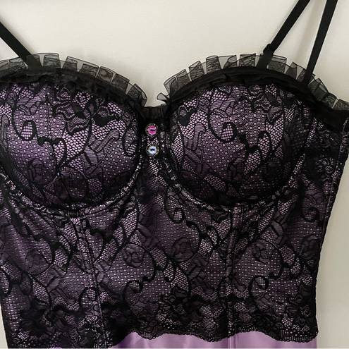 Frederick's of Hollywood Frederick’s of Hollywood Purple & Black Satin Lace Corset top Large