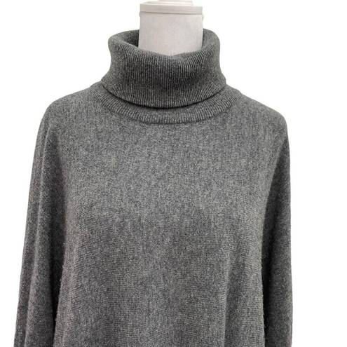 Garnet Hill  Wool Cashmere Oversized Turtleneck Sweater Pocket Gray size Large