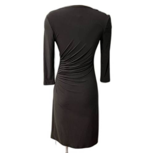 Philosophy  Black Stretch Knit Ruched Side 3/4 Sleeve Dress Size Small