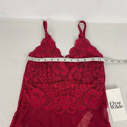 One Piece Elysse Wilde Womens Maroon Floral Hot As Hell Lace  Bodysuit Size xs