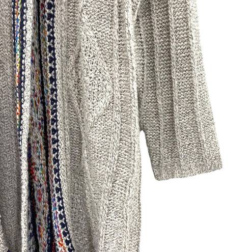 Harper Haptics Holly  Boho Multicolored Fringe Knit Long Cardigan Sweater