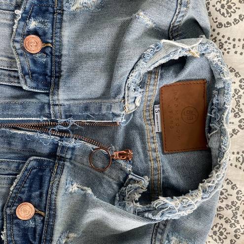 Boom Boom Jeans Cropped Distressed Jean Jacket