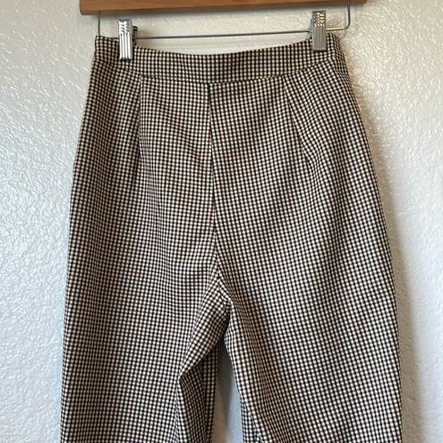 Lulus NWT  She's All Plaid Beige and Brown Plaid Straight Leg Pants