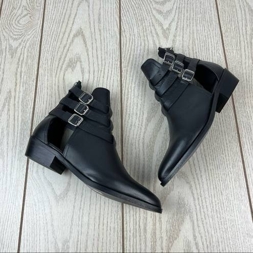 ALLSAINTS NWOT  Naomi Triple Buckle Ankle Booties EUR37 Black Leather $298