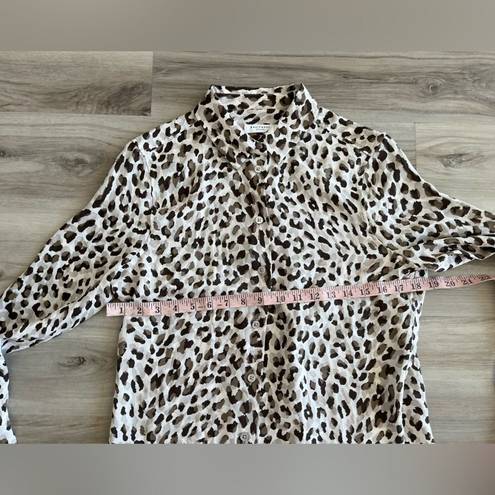 Equipment  S Animal Print Brown Silk Button Down Blouse