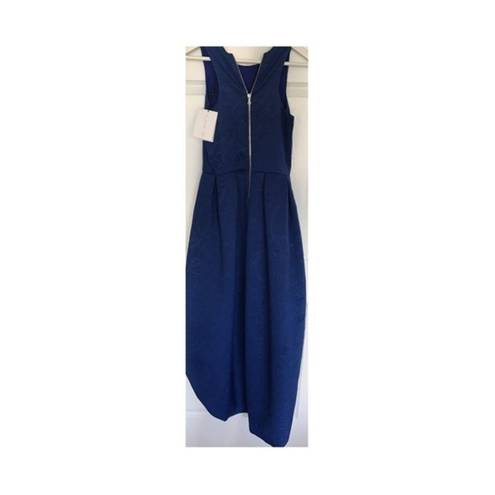 AlexisTabi Embroidered Blue High-Low Dress