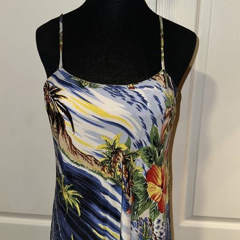 Avanti 90s VTG  SILK HAWAIIAN FLORAL PRINT DRESS