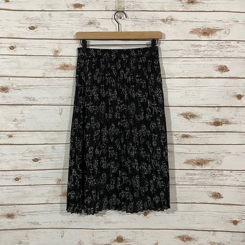 A New Day  X Vital Voices Face Print Pleated Skirt - Black - XS