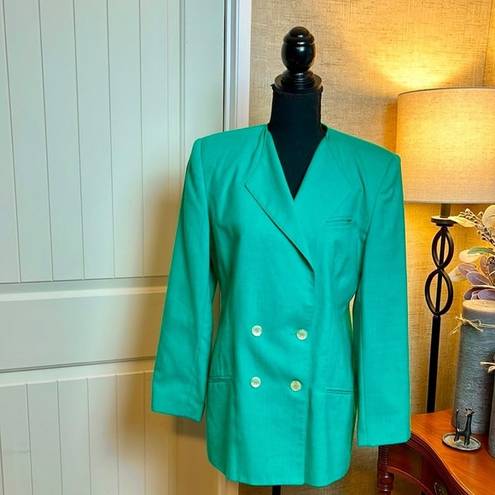 VINTAGE Shamrock Emerald Green Oleg Cassini Blazer Size 10