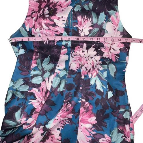 Gabby Skye  SLEEVELESS BLUE PINK FLORAL SHEATH FIT FLARE DRESS WOMEN SIZE 12