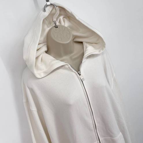 Naked Wardrobe  White Hoodie NEW Womens Sz XL Full Zip Pockets Long Sleeve