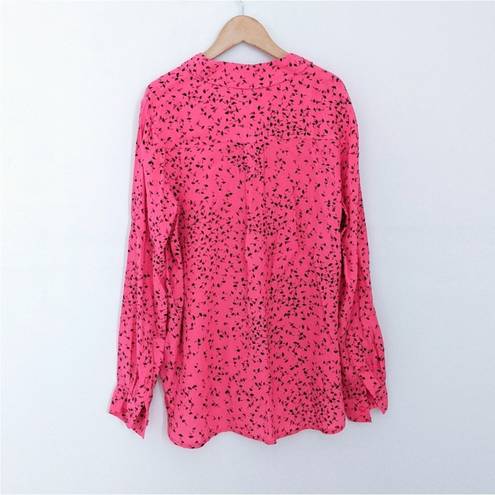 Ganni EUC  Barra Button Down Shirt Hot Pink Pattern