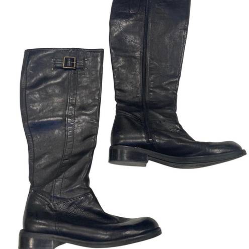 Enzo Angiolini Black Leather Mid Calf Boots