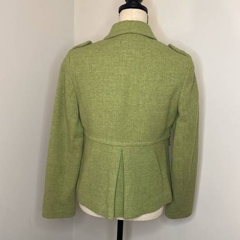 Banana Republic  Spring Green Fitted Button Front Tweed Pea Coat Jacket sz Small