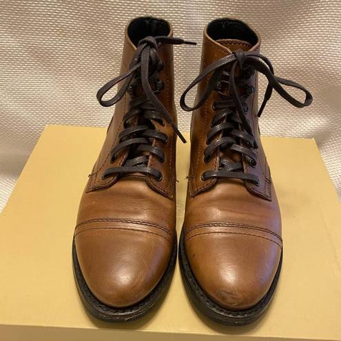 Krass&co Thursday boot  brown leather everyday combat cap toe ankle boots grunge 7.5