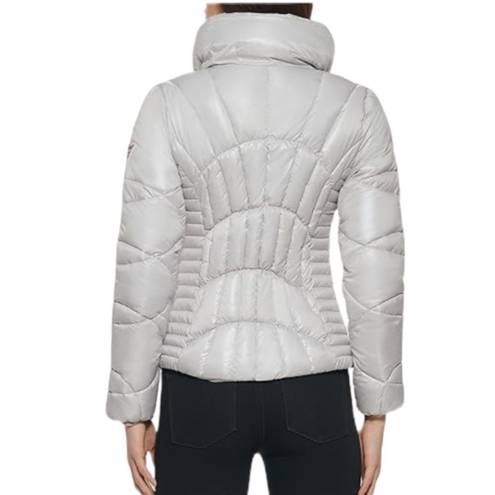 Guess  quilted pearlescent silver puffer jacket