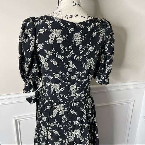 Krass&co  black floral puff sleeves maxi gown size small