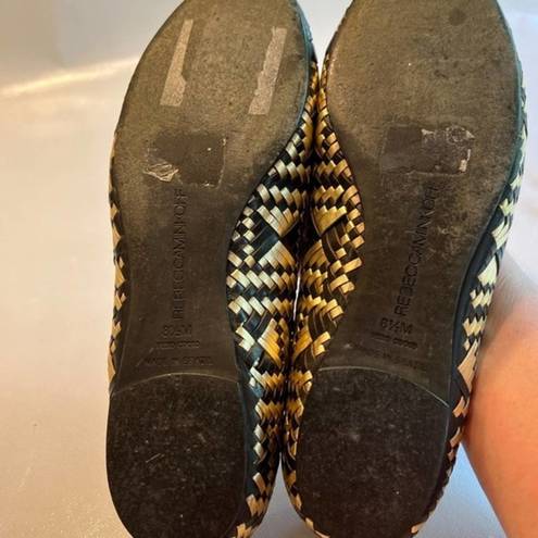 Rebecca Minkoff  Black/Gold Woven‎ Uma Flat 8.5 M