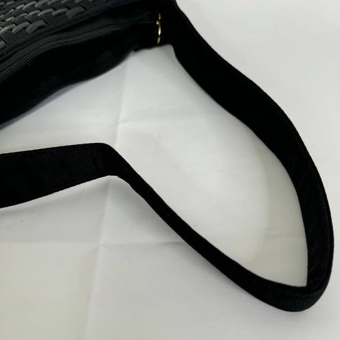 Salvatore Ferragamo  Black Woven Patent Shoulder Bag