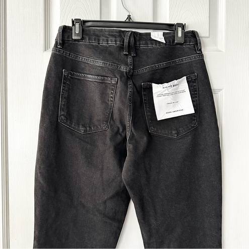 Good American  NWT Black Good Boy Straight Leg Denim Jeans Busted Knee 6/28