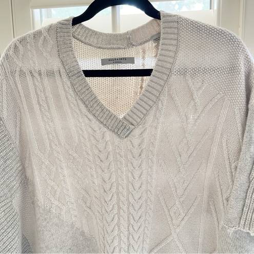 All Saints Cable Knit Wool Poncho Sweater