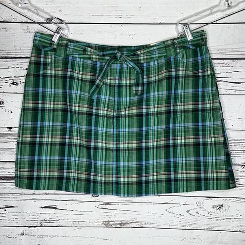 St. John’s Bay  Woman NWT 24W Green & Blue Plaid Stretch Skort - Skirt w/ Shorts