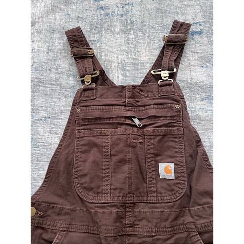 Carhartt  Brown Rugged Flex Loose Fit Canvas Bib Overalls Women's XS Short