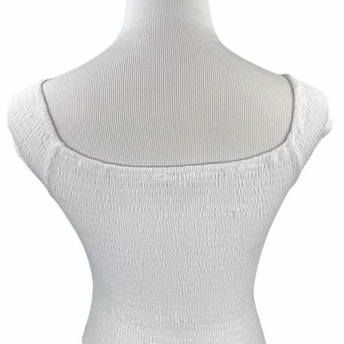 Brandy Melville Casual White Elastic Scoop Neck Crop Top