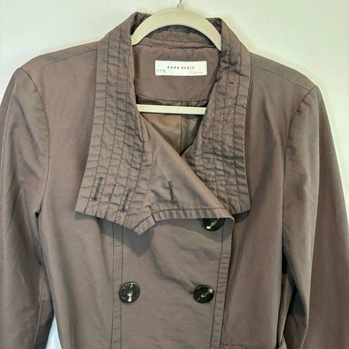 ZARA  Basic Double Breasted Brown Trench Coat - size Large