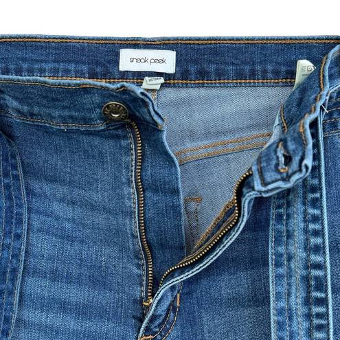 Sneak Peak  JRS SZ 11/W30 Wide Leg Jeans Belted Frayed Hems Stretch Hi-Rise Blue