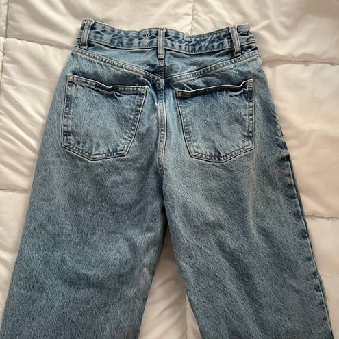 ZARA distressed wide leg denim jeans