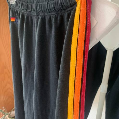 Aviator Nation NEW  Rainbow Side Stripe Charcoal Track Joggers