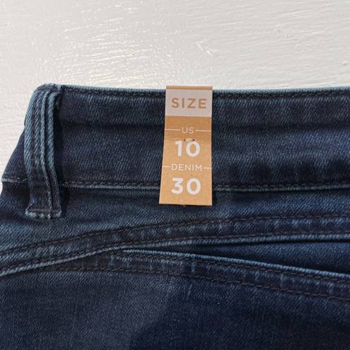 prAna New  Buxton Mid Rise Slim Boyfriend Jeans Stretch Denim Deep Blue Size 10