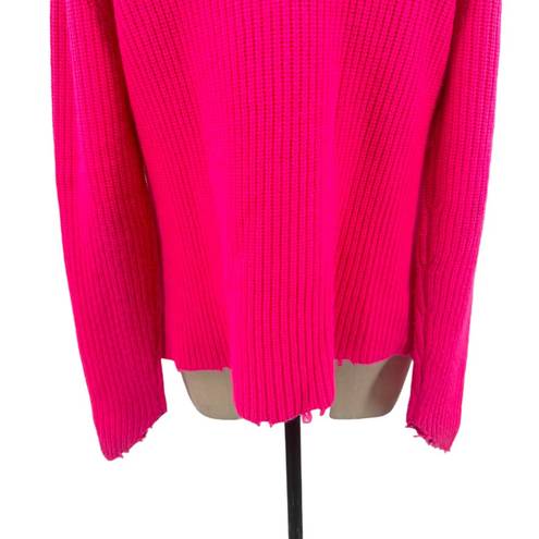 Generation Love  Sadie Cashmere & Wool Asymmetric Sweater Hot Pink Medium