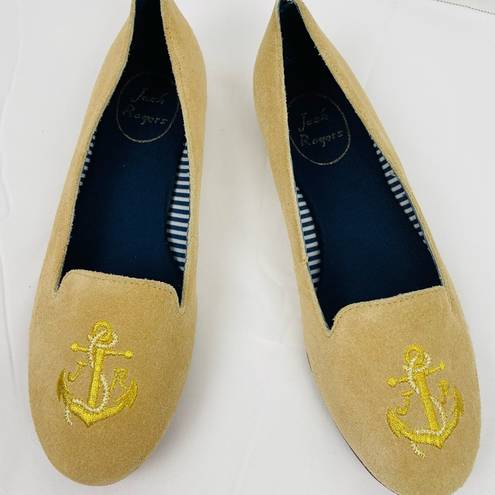 Jack Rogers Women Tan Anchor Suede Flats Size 6.5